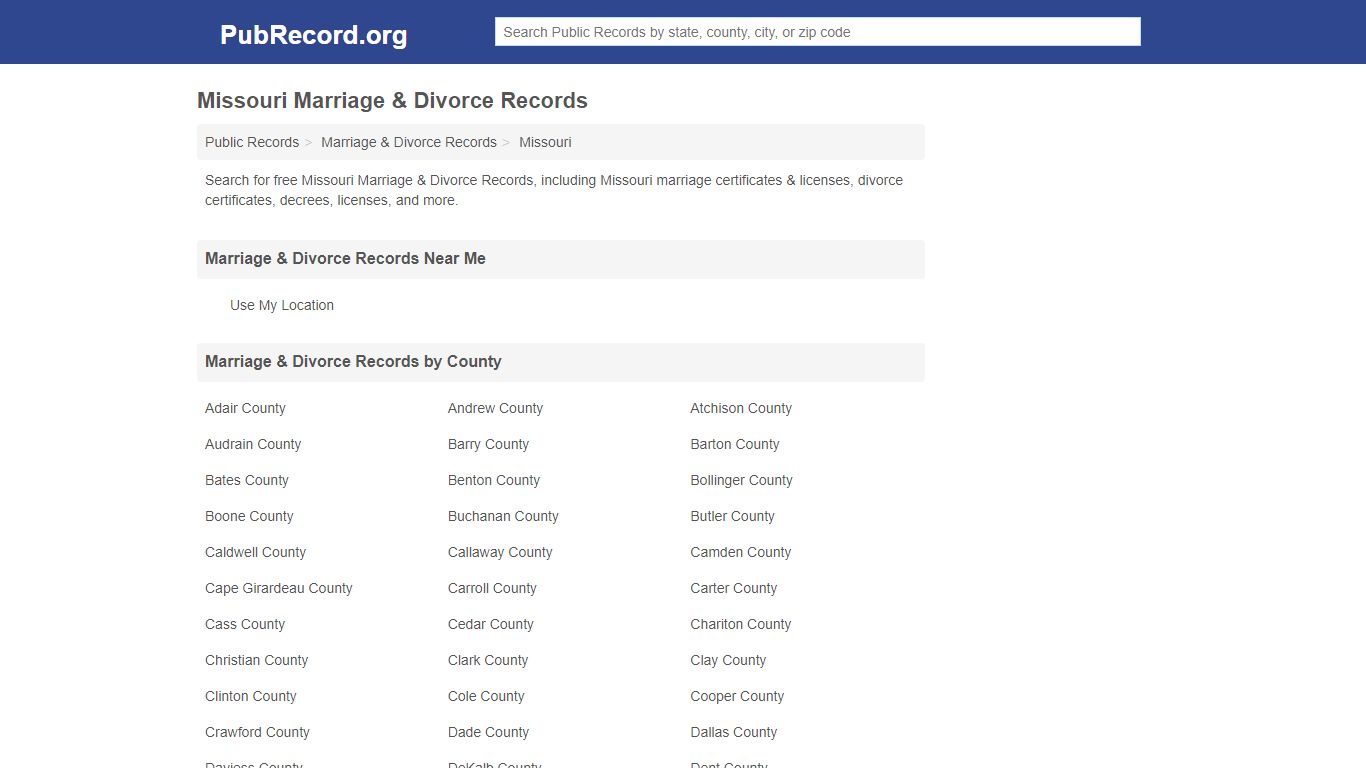Free Missouri Marriage & Divorce Records - PubRecord.org